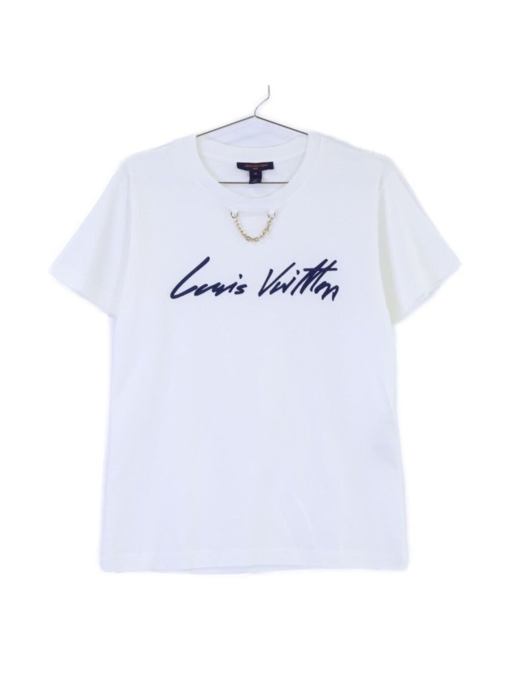 Louis Vuitton Logo Embroidery Short Sleeve T-Shirt with Chain XS